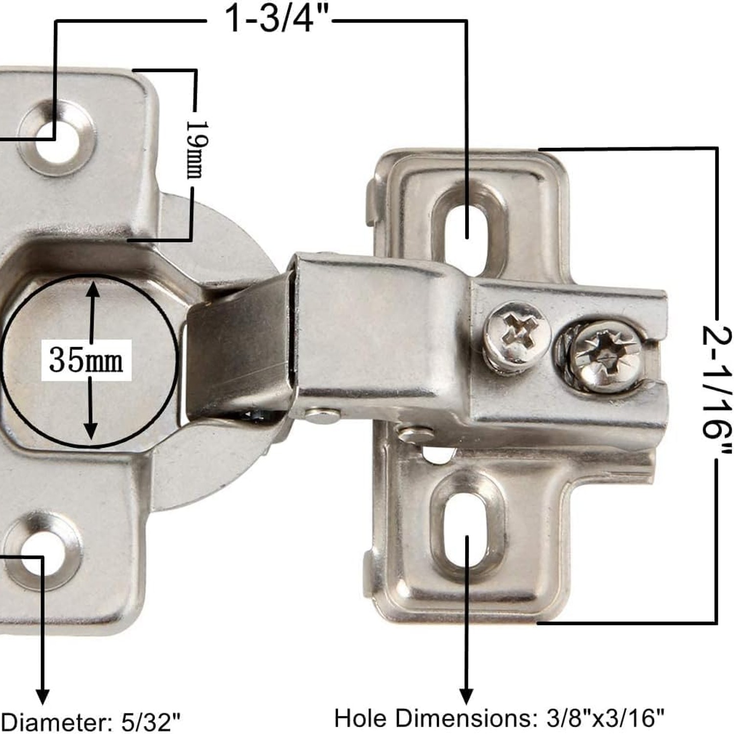 Silverline 105 Degree Face Frame Cabinet Hinges, 6 Pack: image 2