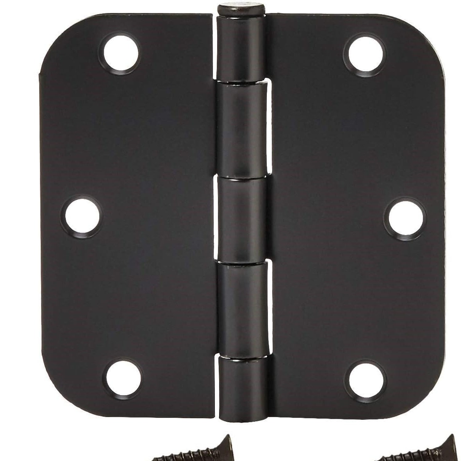 Rounded Corner Door Butt Hinges, 18 Pack, Matte Black