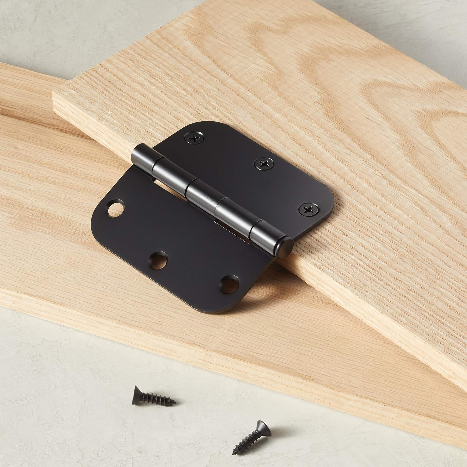Rounded Corner Door Butt Hinges, 18 Pack, Matte Black